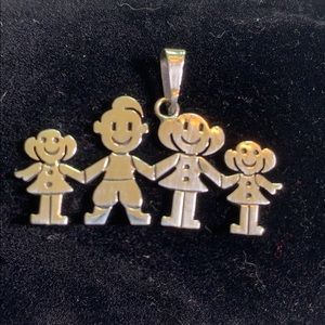 Family with 2 girls sterling silver charm